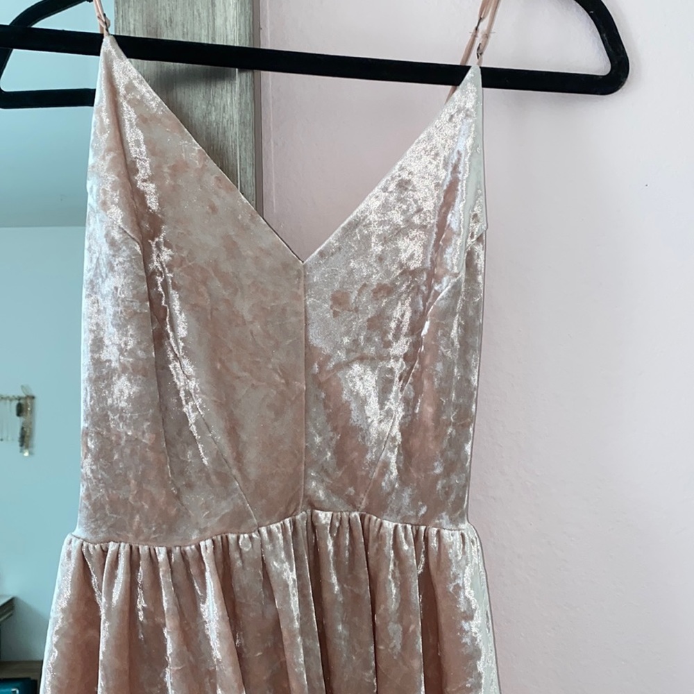 pink strappy velvet romper